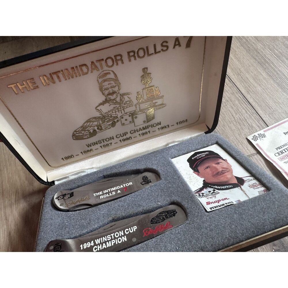 Dale Earnhardt The Intimidator Rolls a 7 Collector Knife Set Case COA NASCAR